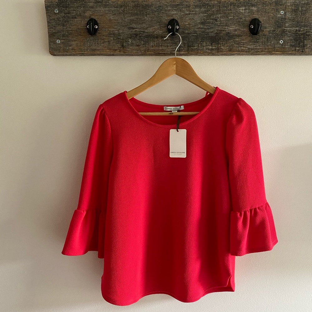 Green Envelope Blouse NWT Size L